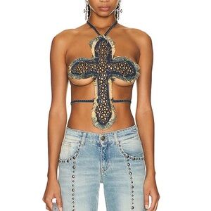 Blumarine Black Cross Top